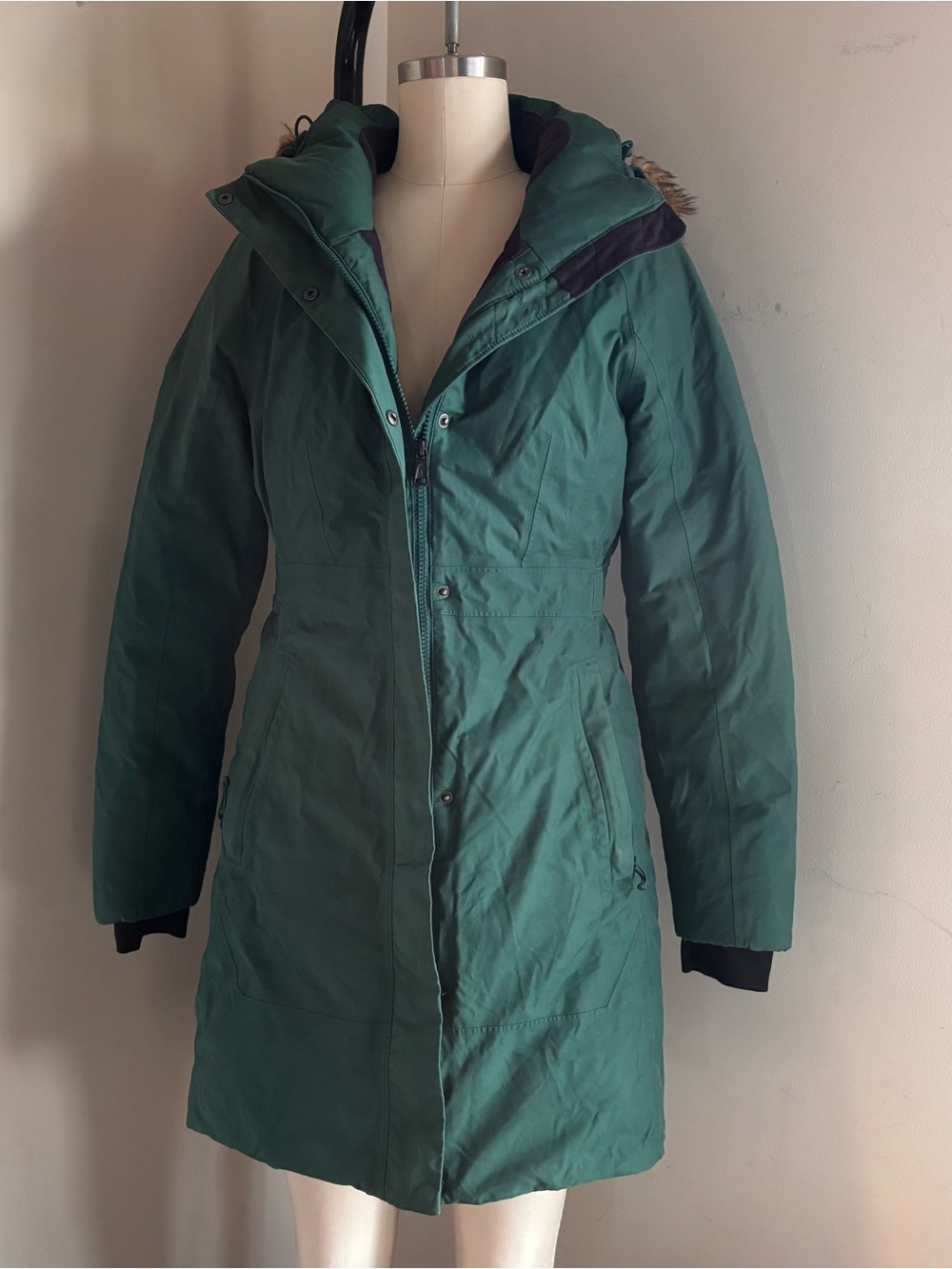 The North Face Women’s Arctic Parka Jacket Sz S 550 Down Dryvent Fur Hood Green